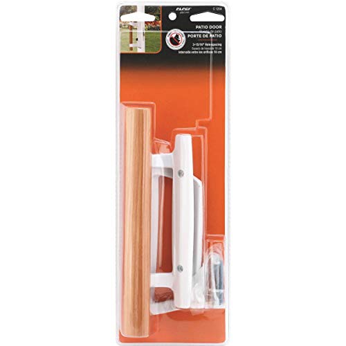 Prime-Line C 1204 Sliding Glass Door Handle Set – Replace Old or Damaged Door Handles Quickly and Easily – White Diecast, Mortise/Hook Style, Fits 3-15/16 In. Hole Spacing (1 Set)