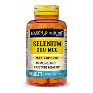 mason natural selenium 200 mcg - antioxidant supplement for immune support & prostate health, essential trace mineral, 60 tablets