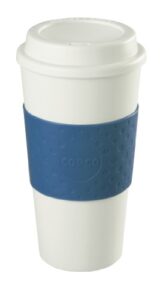 copco 2510-9966 acadia double wall insulated travel mug with non-slip sleeve, 16-ounce, blue