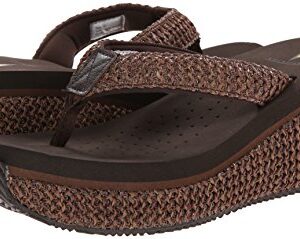 Volatile Womens Flip Flop Wedge Sandal, Brown, 9 B US