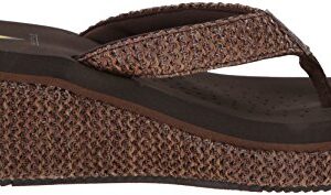 Volatile Womens Flip Flop Wedge Sandal, Brown, 9 B US