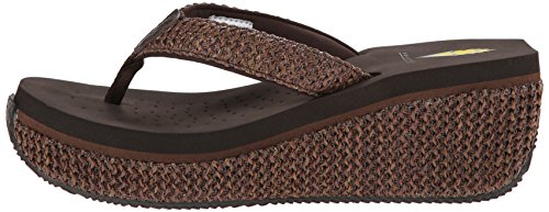 Volatile Womens Flip Flop Wedge Sandal, Brown, 9 B US