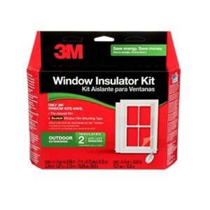 3m outdoor window insulation kit, clear window film for heat and cold, 5.16 ft. x 7 ft., covers two 3 ft. x 5 ft. windows