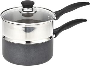 t-fal b1399663 specialty stainless steel double boiler with phenolic handle cookware, 3-quart, silver