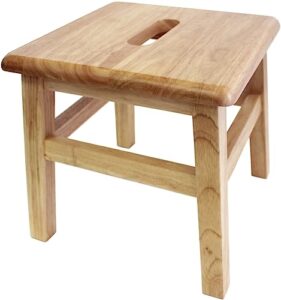 ehemco solid hardwood step stool for adults and kids, 12.25 inches, natural