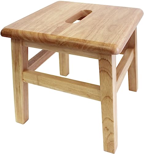 eHemco Solid Hardwood Step Stool for Adults and Kids, 12.25 Inches, Natural