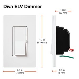 Lutron, Snow DVSCELV-300P-SW Diva 300-watt Single Pole Electronic Low-Voltage Dimmer, 1 Pack