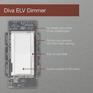 Lutron, Snow DVSCELV-300P-SW Diva 300-watt Single Pole Electronic Low-Voltage Dimmer, 1 Pack