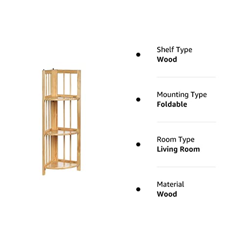 Casual Home 4-Shelf Corner Folding Bookcase, Natural