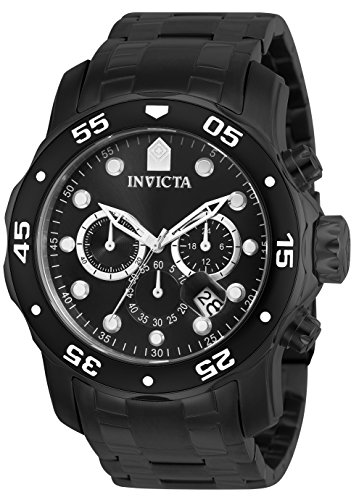 Invicta Men's 0076 Pro Diver Collection Chronograph Black Ion-Plated Stainless Steel Watch