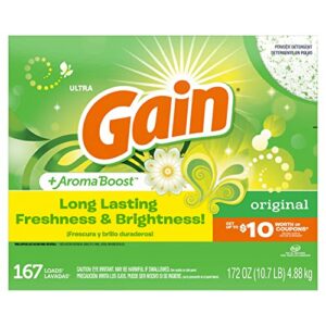 gain powder laundry detergent for regular and he washers, original scent, 172 ounces (packaging may vary)