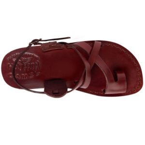 Holy Land Market Unisex Adults/Children Genuine Leather Biblical Sandals/Flip Flops/Slides/Slippers (Jesus - Yashua) Style I Brown