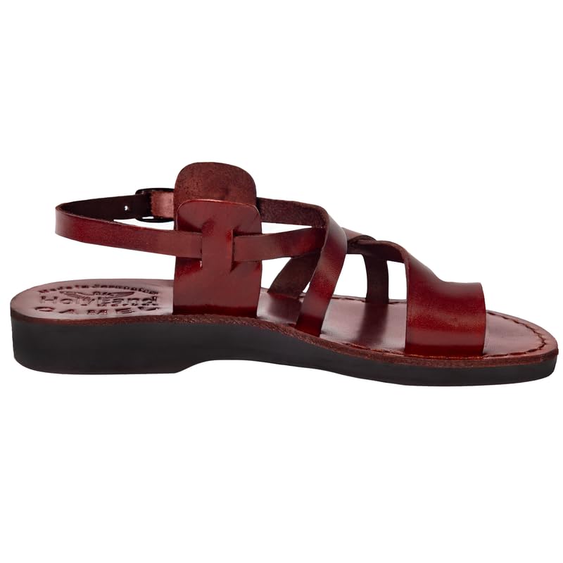 Holy Land Market Unisex Adults/Children Genuine Leather Biblical Sandals/Flip Flops/Slides/Slippers (Jesus - Yashua) Style I Brown