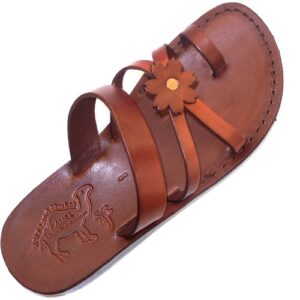 holy land market unisex adults/children genuine leather biblical sandals/flip flops/slides/slippers (jesus - yashua) galilee style