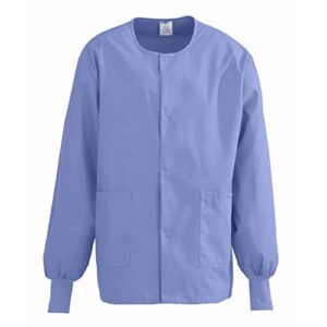 medline comfortease unisex crew-neck warm scrub jacket with knit cuff, ceil, size x-small