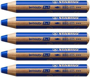 stabilo 880/405 "woody 3-in-1" multi-talented pencil - ultramarine (pack of 5)
