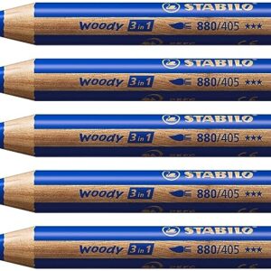 STABILO 880/405 "Woody 3-in-1" Multi-Talented Pencil - Ultramarine (Pack of 5)