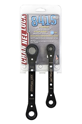 Channellock 841S 8-in-1 SAE Ratcheting Wrench Set | 8 sizes in 2 Pieces Including 5/16, 3/8, 7/16 ,9/16, 5/8, 11/16, 3/4-Inch | 12 Point Ratchet | Heat Treated for Durability | Made in USA , Black