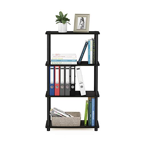 Furinno (99557EX/BK) Turn-N-Tube 4-Tier Multipurpose Shelf Display Rack - Espresso/Black