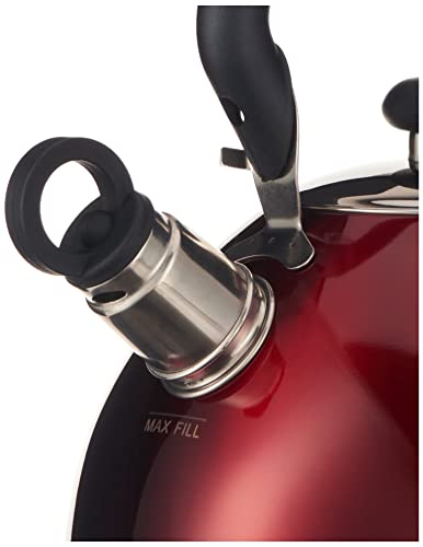 Mr. Coffee Morbern 1.8 Quart Stainless Steel Whistling Tea Kettle, Red