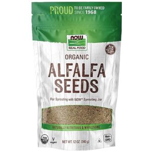 now foods, organic alfalfa seeds for sprouting, grown in the usa, certified non-gmo, 12-ounce (packaging may vary)