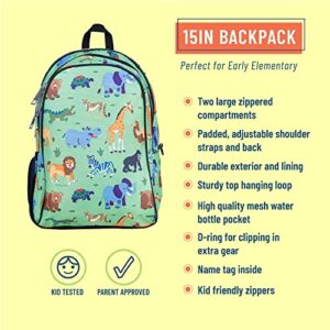 Wildkin 15-Inch Kids Backpack for Boys & Girls, Perfect for Early Elementary, Backpack for Kids Features Padded Back & Adjustable Strap, Ideal for School & Travel Backpacks (Wild Animals)