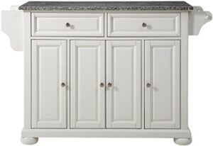 crosley furniture alexandria kitchen island with solid grey granite top - white