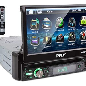 Pyle Single DIN Head Unit Receiver - In-Dash Car Stereo with 7” Multi-Color Touchscreen Display - Audio Video System with Bluetooth for Wireless Music Streaming & Hands-free Calling - PLTS78DUB, BLACK