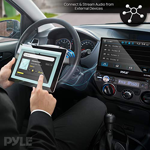 Pyle Single DIN Head Unit Receiver - In-Dash Car Stereo with 7” Multi-Color Touchscreen Display - Audio Video System with Bluetooth for Wireless Music Streaming & Hands-free Calling - PLTS78DUB, BLACK