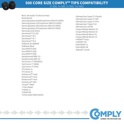 Comply T-500 Memory Foam Replacement Earbud Tips for KZ ZS10, ZSN, AS10, ZSX, Starfield, FH7, FIIO, MOONDROP and More Earphones (Small, 3 Pairs)