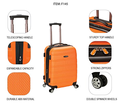 Rockland Melbourne Hardside Expandable Spinner Wheel Luggage, Orange, Carry-On 20-Inch