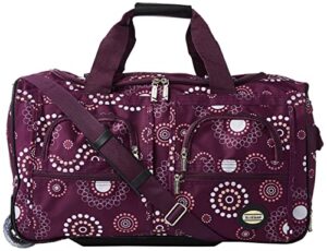 rockland rolling duffel bag, purple pearl, 22-inch