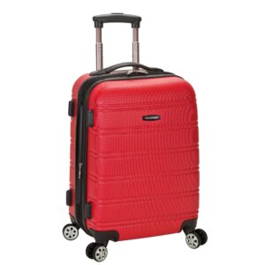 rockland melbourne hardside expandable spinner wheel luggage, red, carry-on 20-inch