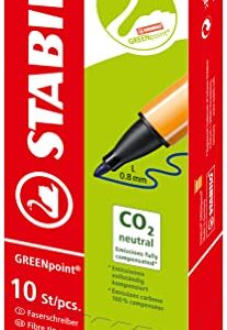 STABILO Eco-Friendly Fibre-Tip Sign Pen GREENpoint - Pack of 10 - Black