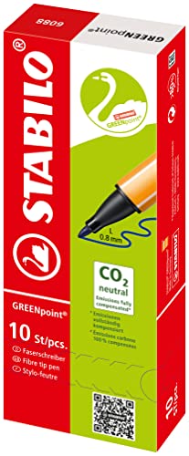 STABILO Eco-Friendly Fibre-Tip Sign Pen GREENpoint - Pack of 10 - Black