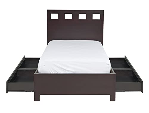 Modus Furniture Solid Wood 2-Side Storage Bed, California King, Riva - Espresso