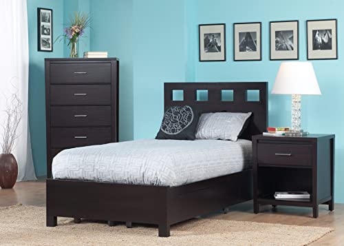 Modus Furniture Solid Wood 2-Side Storage Bed, California King, Riva - Espresso