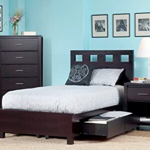 Modus Furniture Solid Wood 2-Side Storage Bed, California King, Riva - Espresso