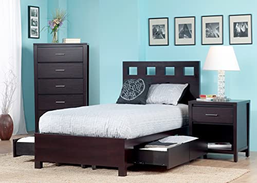 Modus Furniture Solid Wood 2-Side Storage Bed, California King, Riva - Espresso