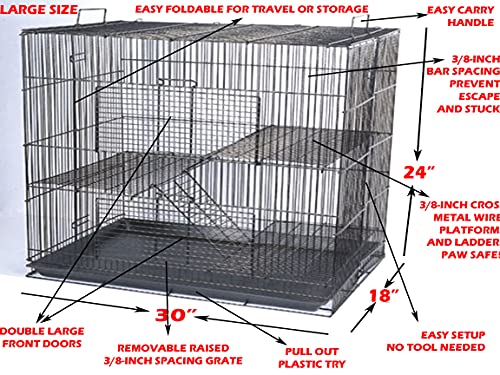 30" Small Animal Cage Sugar Glider Chinchilla Ferret Rats Critters Cage, 30" Length x 18" Depth x 24" Height