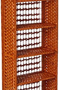 Oriental Furniture 53" Natural Fiber Shelving Unit - Honey