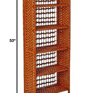 Oriental Furniture 53" Natural Fiber Shelving Unit - Honey