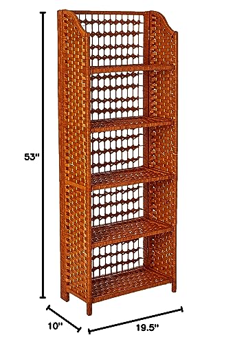 Oriental Furniture 53" Natural Fiber Shelving Unit - Honey