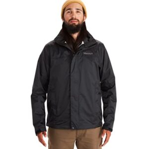 marmot men's precip lightweight waterproof rain jacket, black, medium