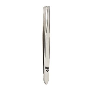 e.l.f., Slant Tweezer, Professional Quality Stainless Steel, Provides a Strong Grip, Removes Hairs Accurately, Shapes, Defines, Easy To Use, Ergonomically-Designed