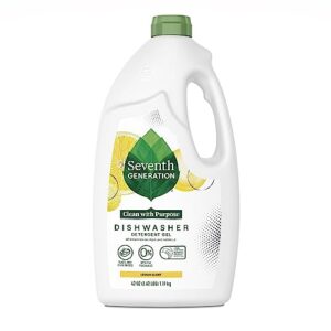 seventh generation dishwasher detergent liquid gel, powers away stuck-on food, lemon scent, 42 oz