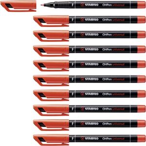 stabilo overhead pen ohpen universal - permanent fine - pack of 10 - red