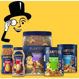 PLANTERS Deluxe Salted Whole Cashews, Party Snacks, Plant-Based Protein 18.25oz (1 Cannister)