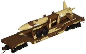 bachmann industries inc. 52' center-depressed flat-car desert military with missile - n scale