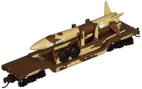 Bachmann Industries Inc. 52' Center-Depressed Flat-Car Desert Military with Missile - N Scale